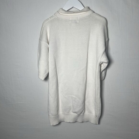 Izod Vintage White Short Sleeve Sweater Cottagecore Preppy Embroidered Knit Sz L - Picture 2 of 8